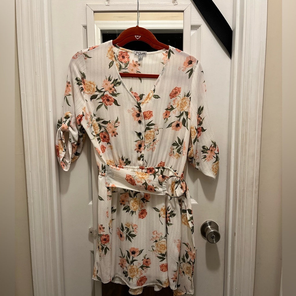 J for Justify white floral dress.